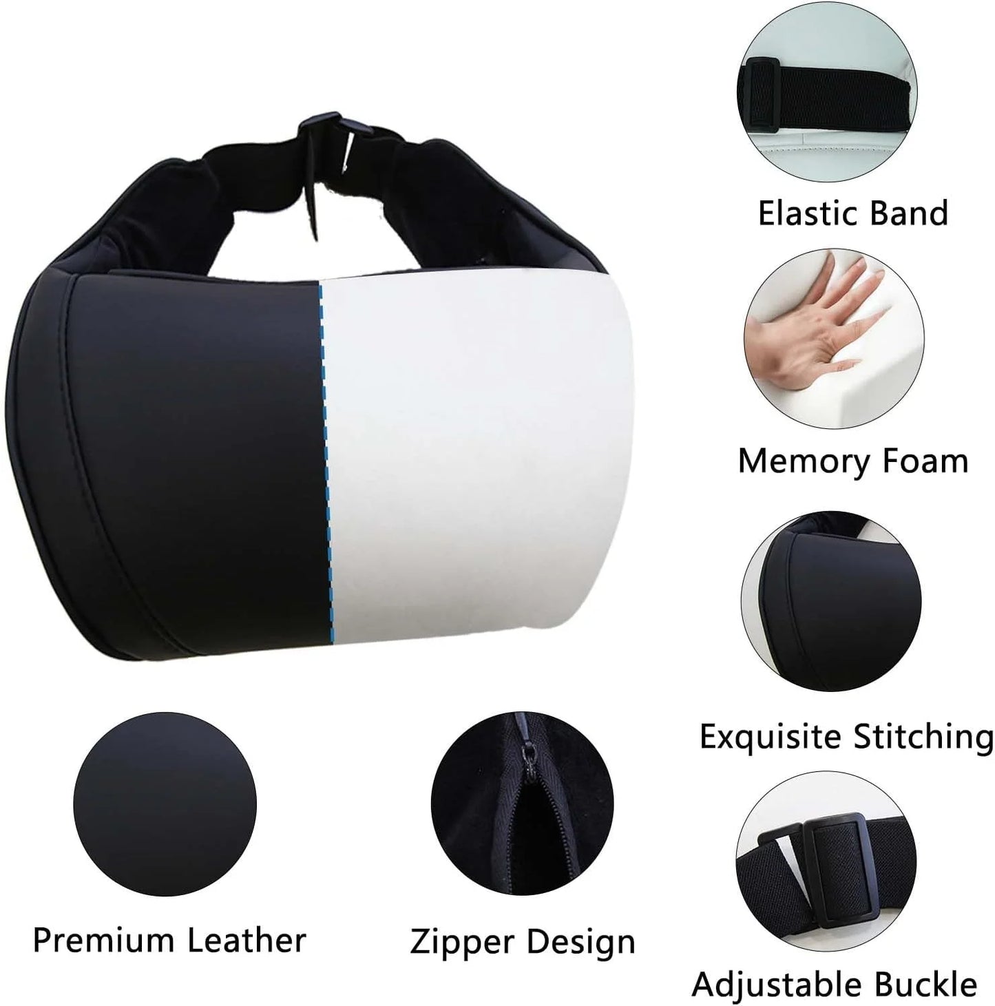 For Tesla Model 3/Y/X/S Seat Headrest Travel Rest Neck Pillow PU Leather Neck Pillow Memory Foam Pillows Car Accessories