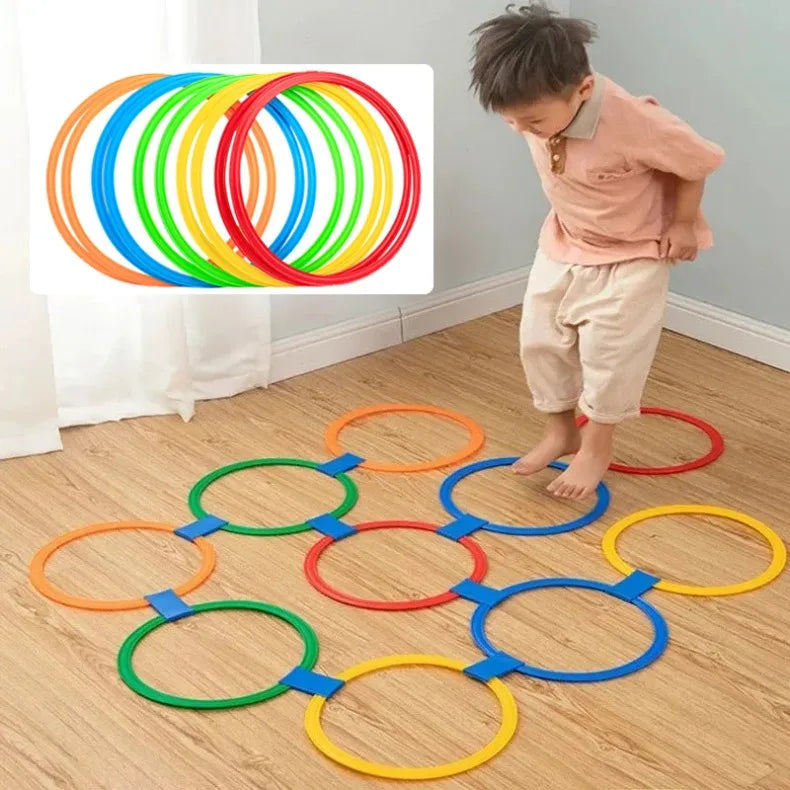 Outdoor s Funny Physical Training Sport Toys Lattice Jump Ring Set Game 10 Hoops 10 Connectors for Park Play Boys Girls