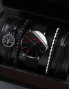 Luxury Minimalist Watch Bracelet Set Business Brown Leather Quartz Wrist Watches for Men