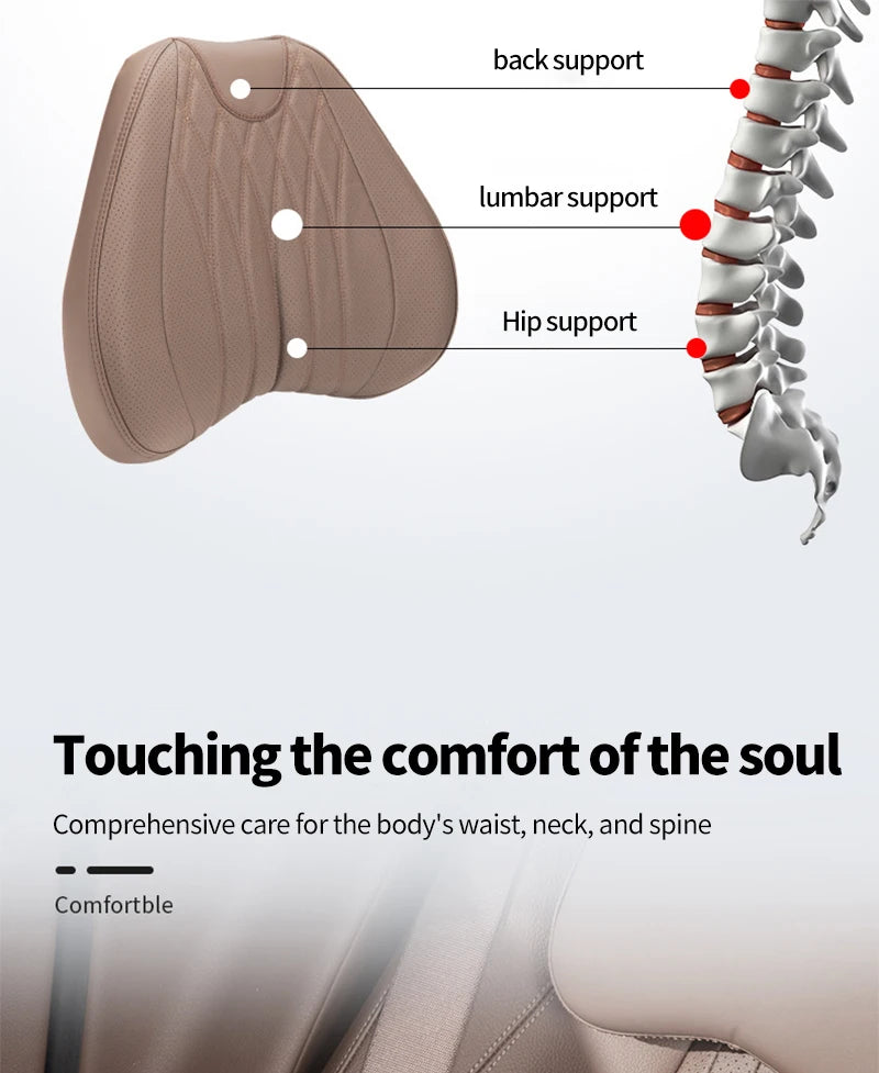 PU Car Lumbar Back Support Headrest Neck Pillow Memory Foam Lumbar Pillow Universal Soft Neck Pillows Cushion Car Supplies