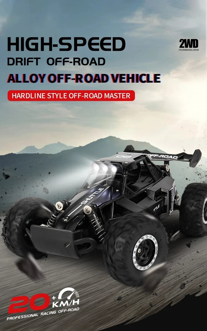 Remote Control Car RC Drift Racing 1:16 Vehicle Off Road Alloy 2.4G Radio High-Speed Trucks With LED Light Climbing Gift Toy