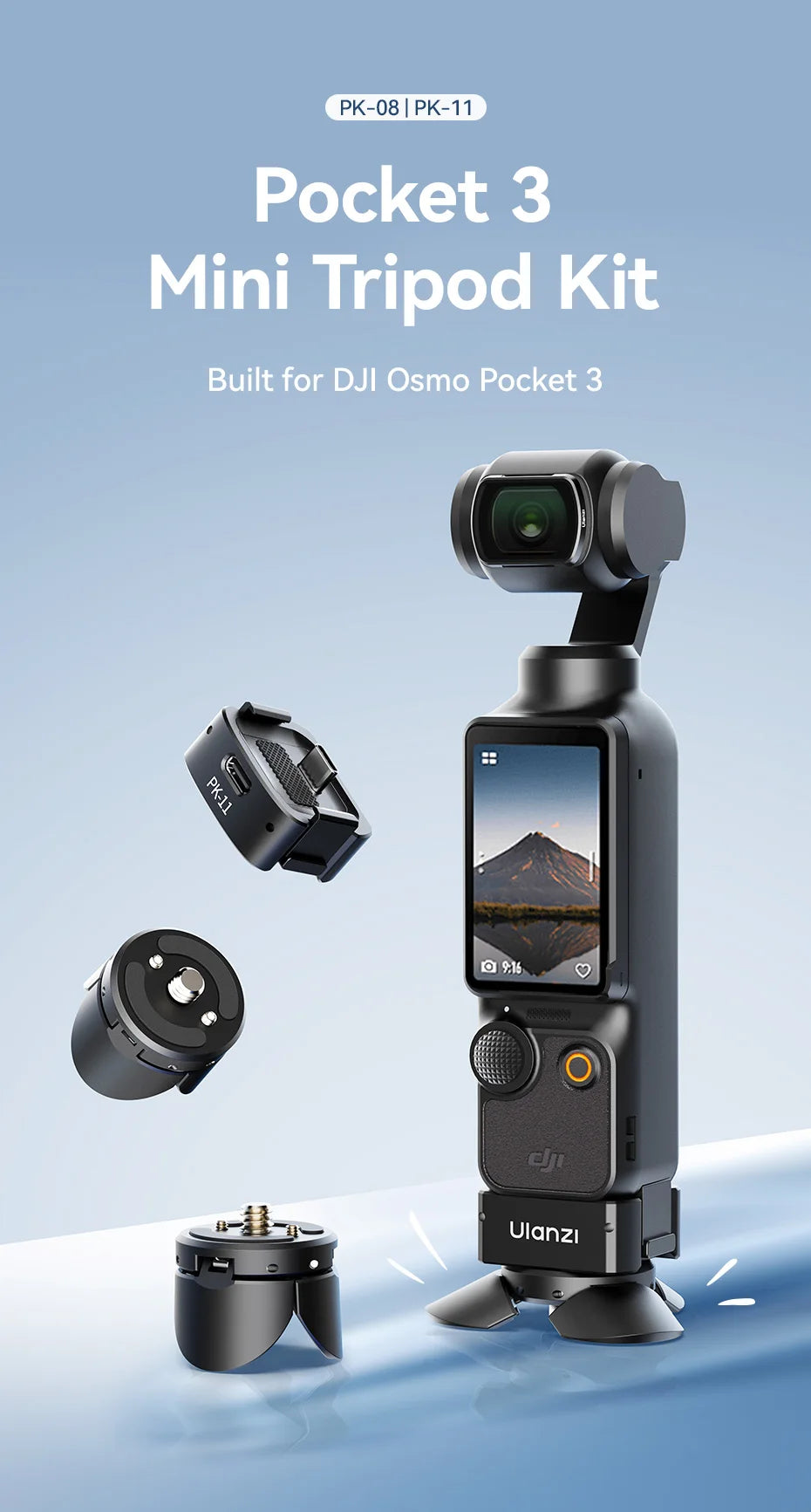 Pocket 3 Mini Tripod Kit Built for DJI Osmo Pocket 3 for Travel Vlog Video Recording