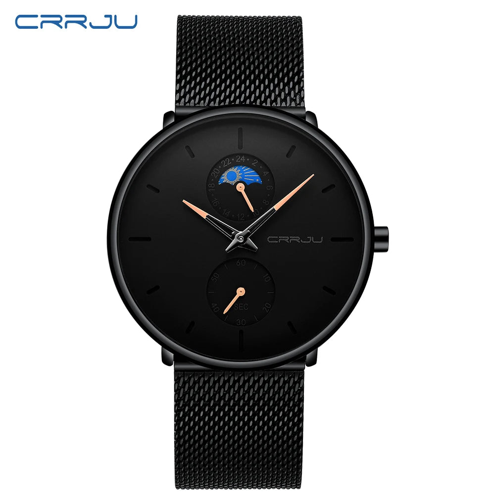 Men Watch Quartz Chronograph Full Steel Waterproof Wristwatch with Date