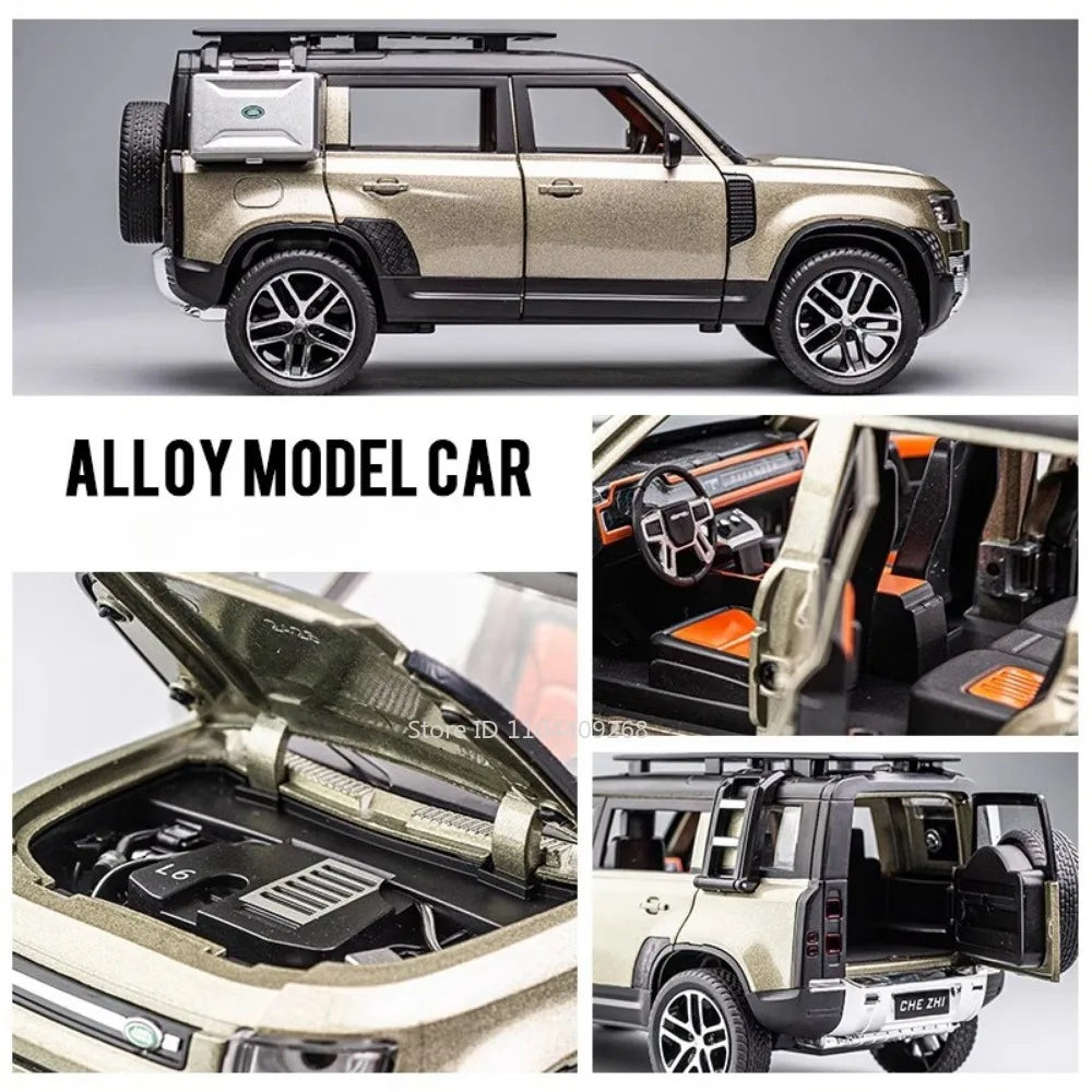 1:24 Scale Land Rover Defender Range Rover Model Car Toy Metal Diecast Sound Light Off Road Vehicles Miniature Models Boys Gifts