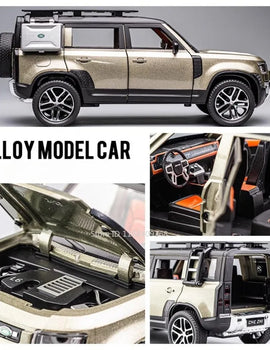 1:24 Scale Land Rover Defender Range Rover Model Car Toy Metal Diecast Sound Light Off Road Vehicles Miniature Models Boys Gifts