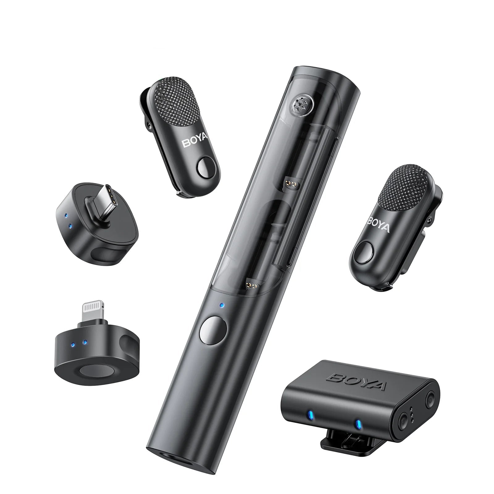 Magic Professional Wireless Lapel Microphone Shotgun/Desktop/Handheld Mic for iPhone Android Camera PC Video Recording