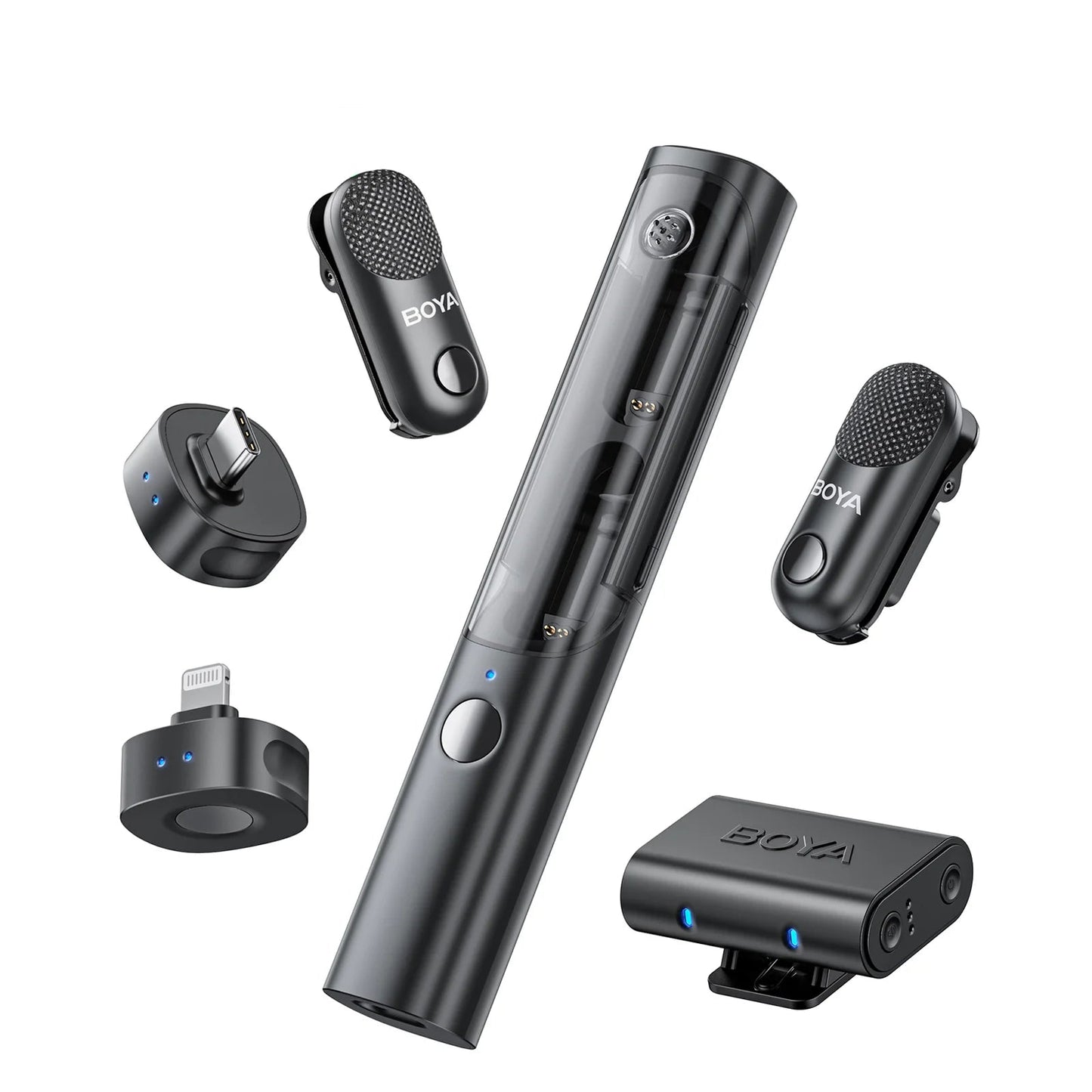 Magic Professional Wireless Lapel Microphone Shotgun/Desktop/Handheld Mic for iPhone Android Camera PC Video Recording