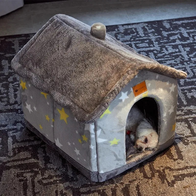 Removable Cover Plush Pet Bed Sofa gray for Dogs and Cats