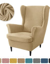 Polar Fleece Stretch Wing Chair Cover Elastic Single Wingback Chairs Covers with Seat Cushion Cover Relax Armchair Slipcovers