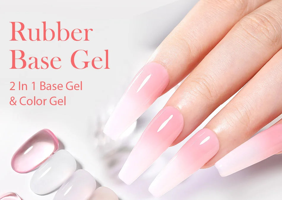 15ml Milky Pink Rubber Base Gel Nail Polish Glitter Semi-Permanent Varnish Soak Off Self Leveling UV LED Polish