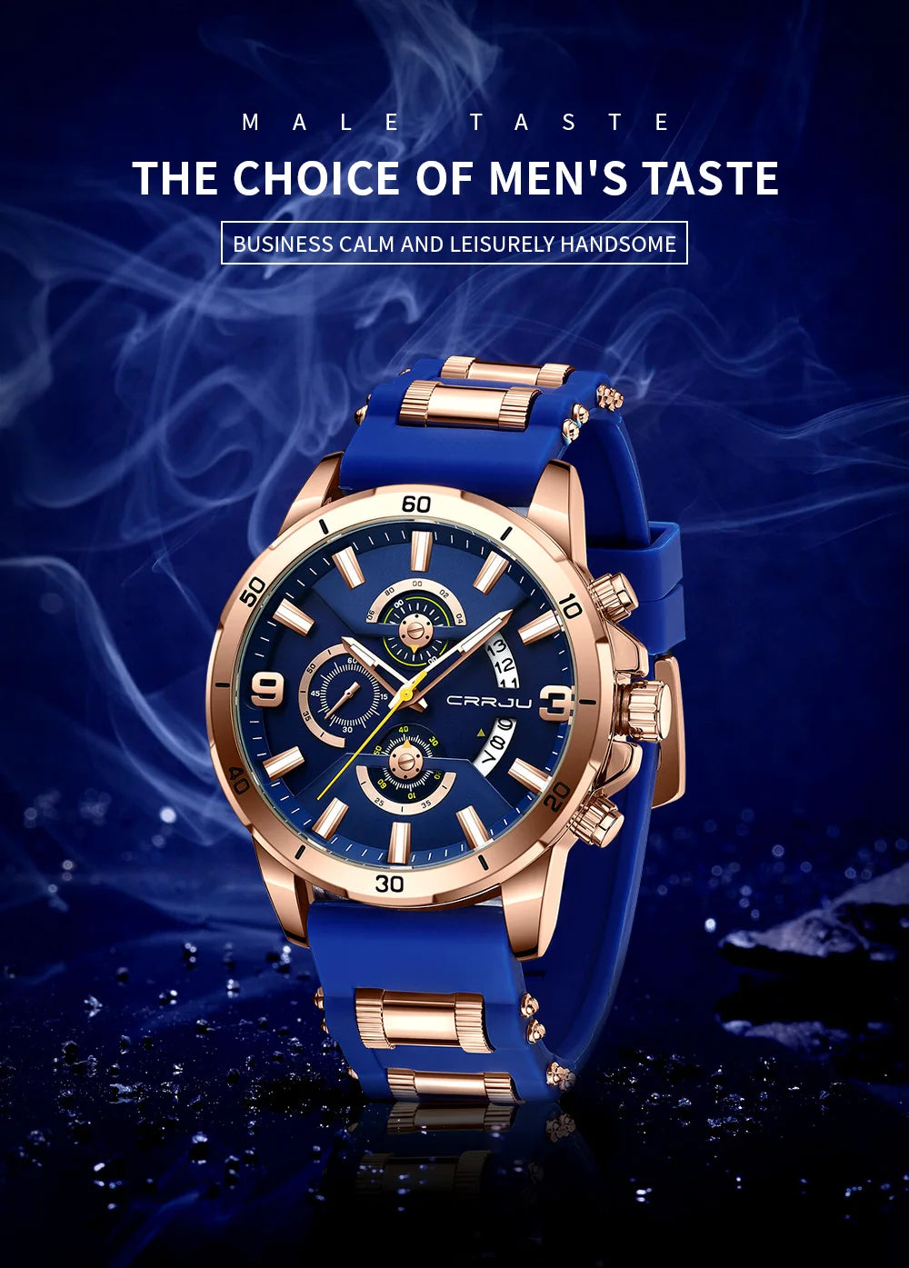 Men Watch Quartz Chronograph Full Steel Waterproof Wristwatch with Date