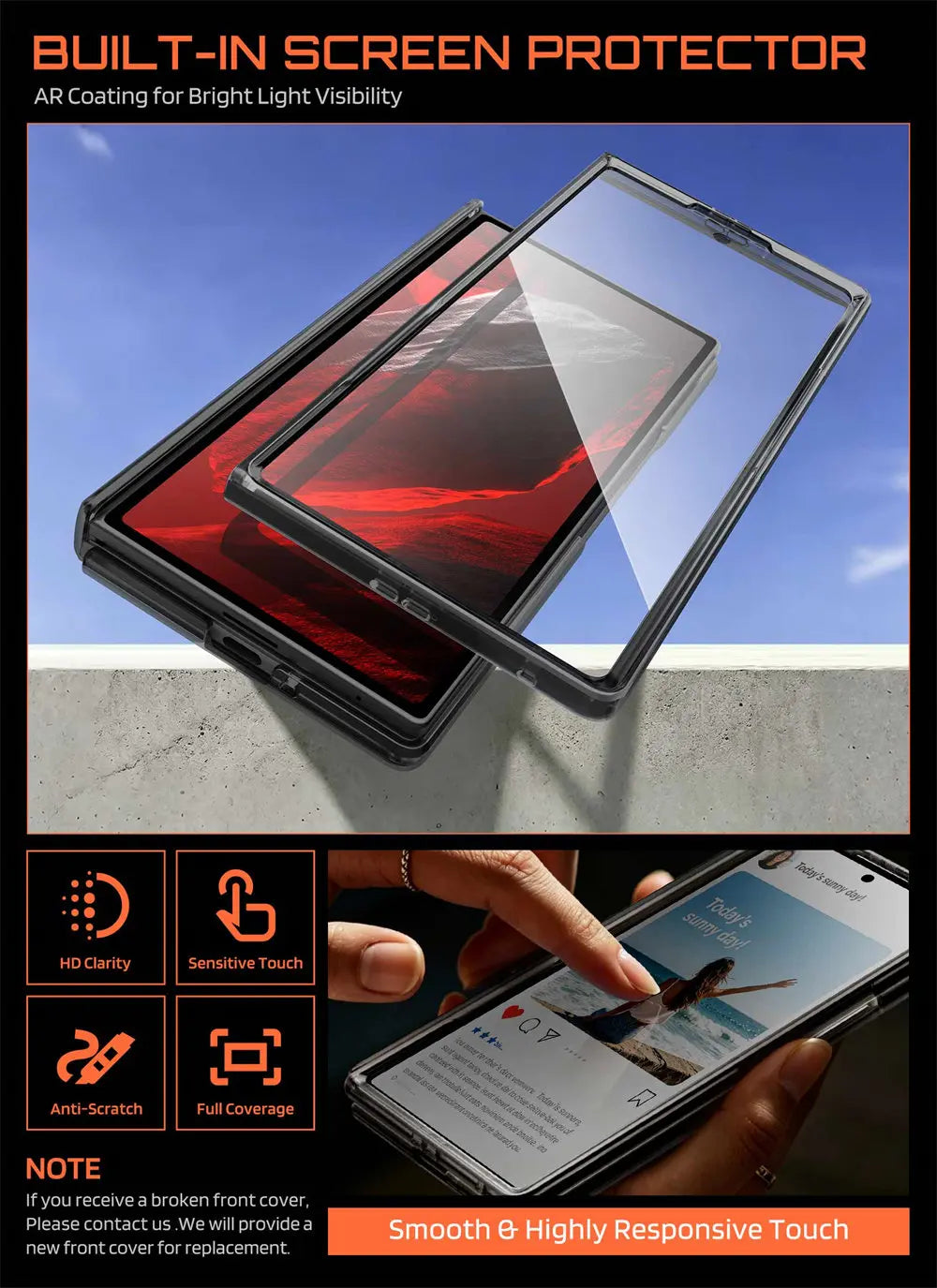 Full Body Rugged Phone Case with Built In Screen Protector and Magnetic Ring Kickstand for Samsung Galaxy Z Fold 8 Ultra