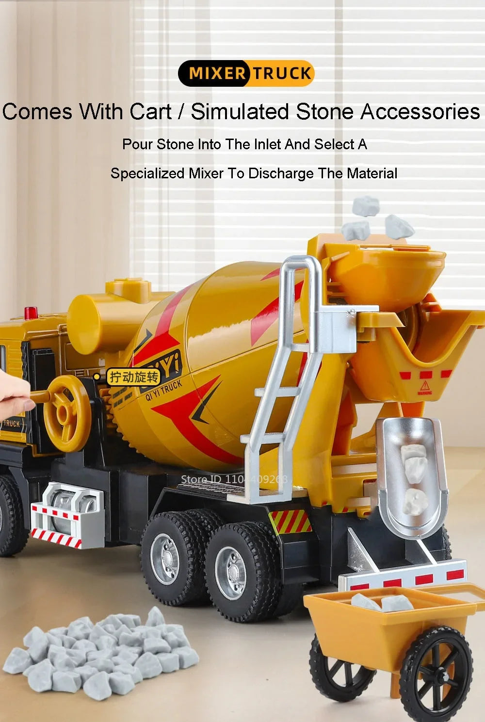 1:40 Electric Cement Mixer Truck Model Toy Alloy Diecast Sound Light Pull Back Engineering Vehicle Models for Boys Gifts