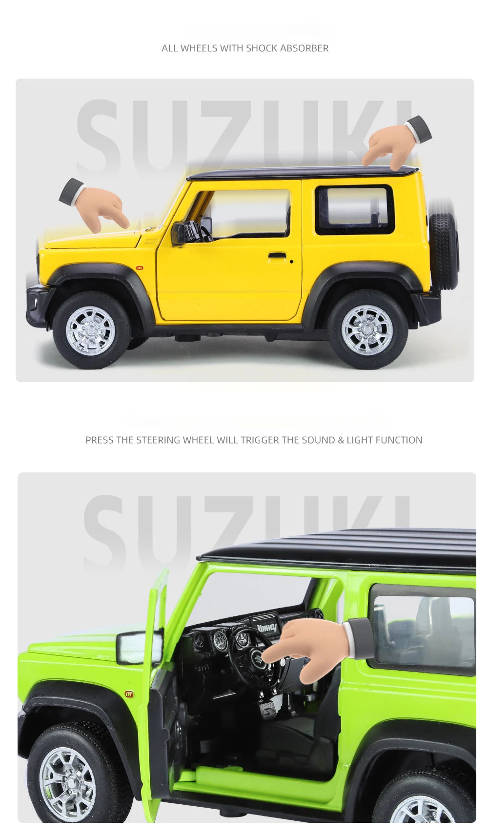 1:24 SUZUKI Jimny Alloy Car Model Diecasts Metal Off-Road Vehicles Car Model Simulation Sound and Light Collection Toy Gift