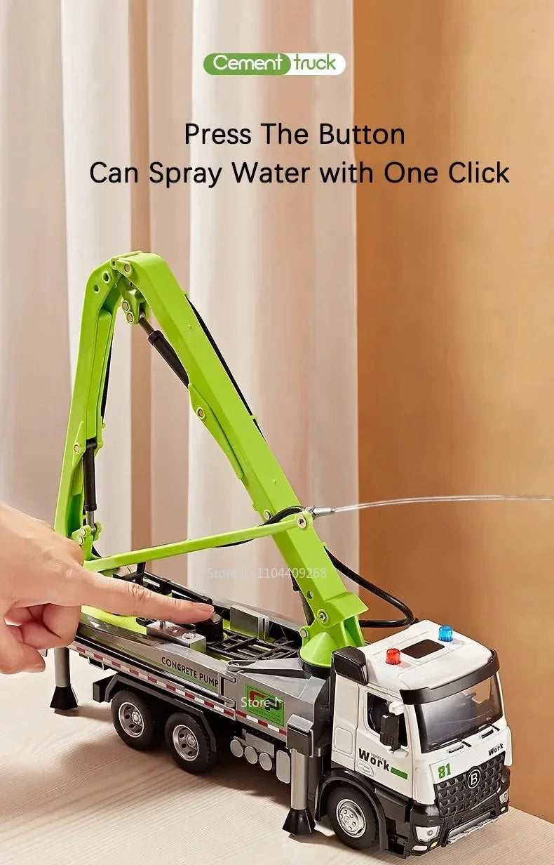 1:24 Scale Watering Cement Dump Trucks Model Garbage Truck Toy Car Sound Light Doors Opened Engineering Vehicles  Gifts