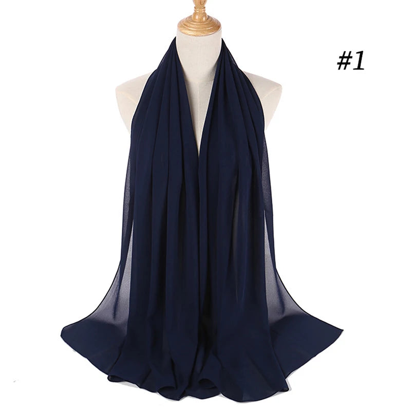 Muslim Chiffon Hijab Women Bubble Chiffon Scarf For Women Ladies Veil Muslim Islam Solid Color Malaysia Wrap Scarves