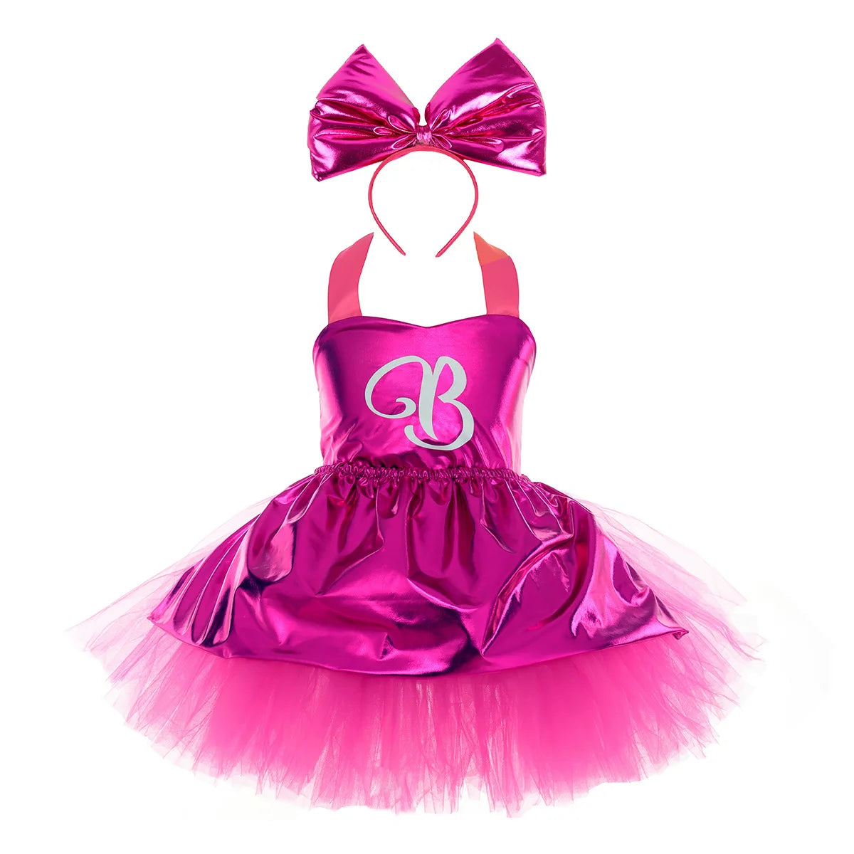 Golden Satin Tutu Dress with Bow Headband Birthday Party Costume