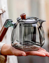 600ml Wooden Handle Hexagonal Glass Teapot with Tea Infsuer  Houshold Brewing Tea Pot Tea Ceremony Tea Maker Teaware