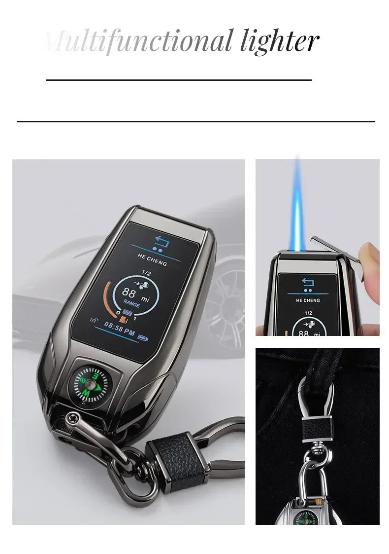 Keychain Windproof Lighter Cool Car Key Model Black Technology Multifunctional Igniter Gift Boyfriend A Trendy Look