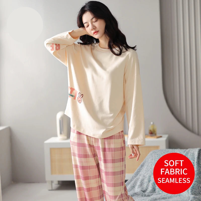 Women’s 2-Piece Pajama Set – Long Sleeve Top & Pants, Loose & Comfortable Winter Loungewear