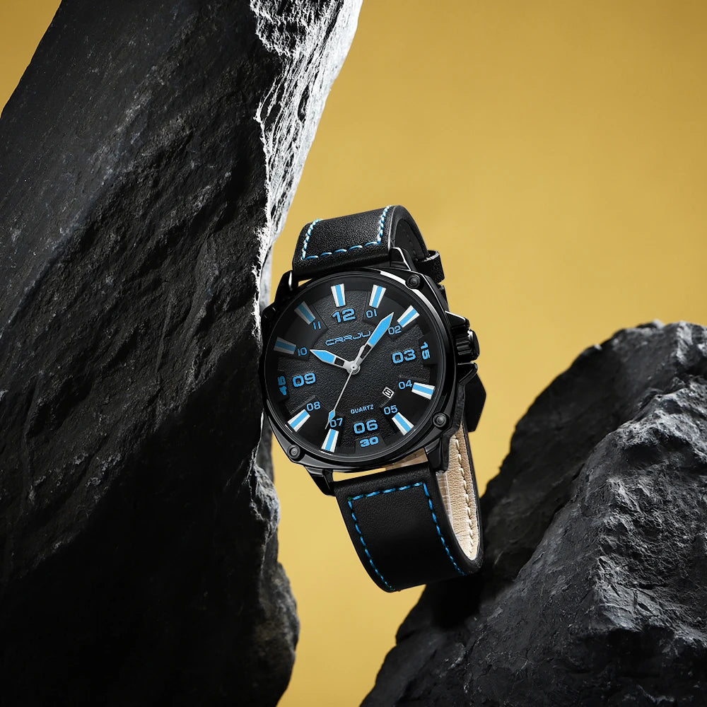 Simple Fashion Thin Date Wristwatches Male Luxury Design Breathable Leather Watches Men's Quartz Clock
