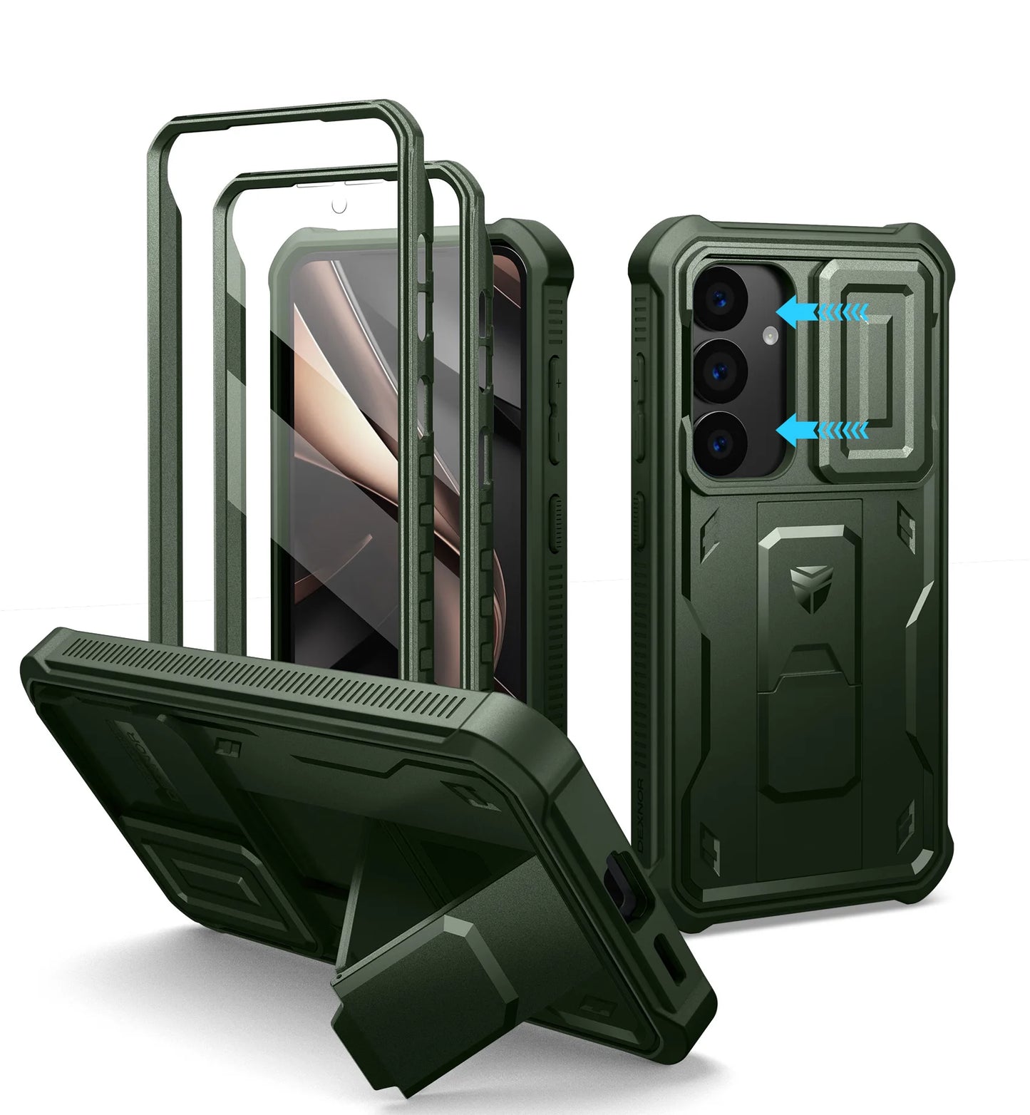 for Samsung Galaxy S25 Case holder Heavy-Duty Shockproof Rugged Case with Built-in Slide Camera Cover & Screen Protector