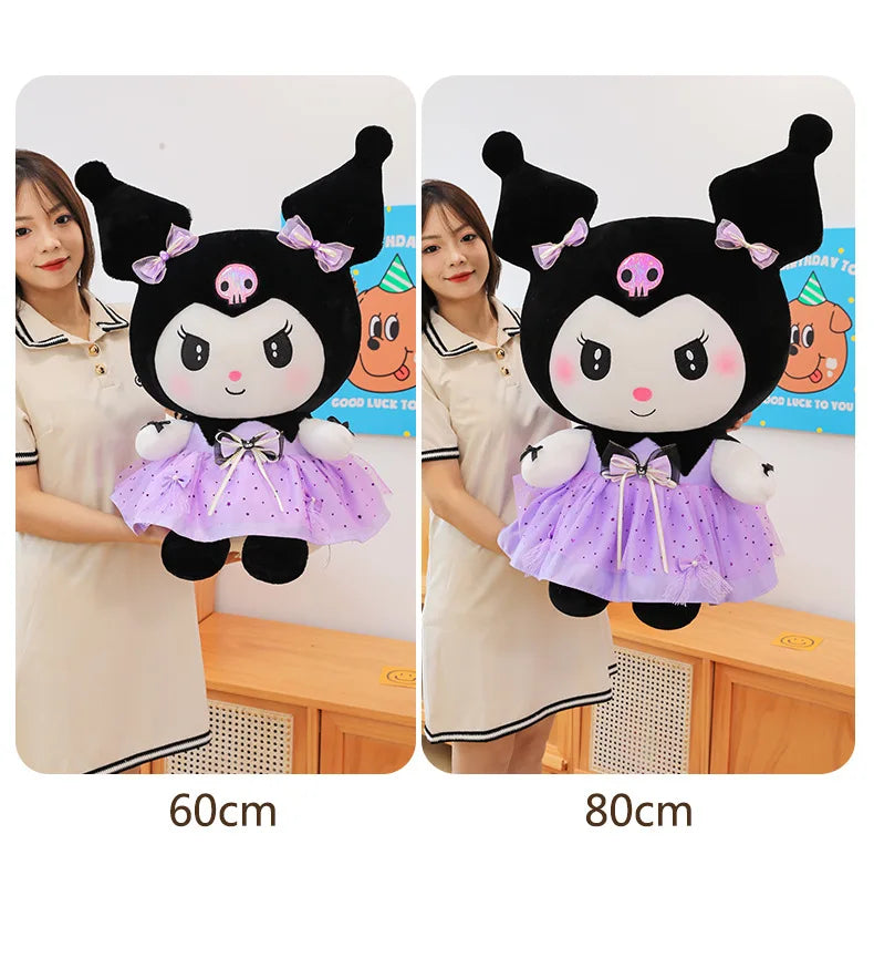 70cm Sanrio Kawaii Kuromi Plush Toy in Princess Tulle Skirt Melody Stuffed Doll Kids Birthday Xmas Gift Cute Pillow for Children