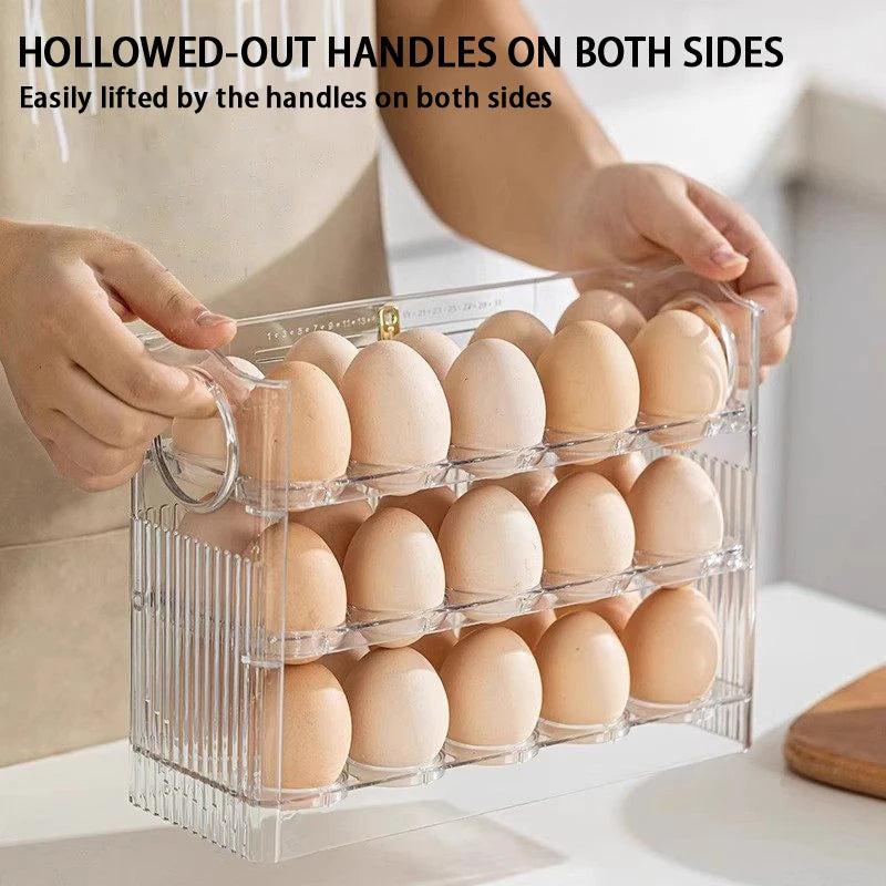 Self-Rolling Egg Dispenser – 2-Layer Clear Egg Storage Bin for Fridge Door