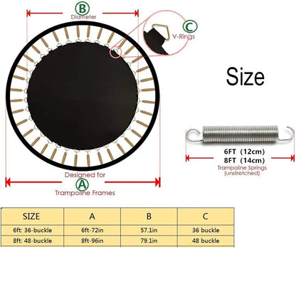 Replacement Trampoline Mat High-Elastic PP Weather-Resistant Mat Safely Jumping Pad Fits 8FT/10FT Round Trampolines Frame