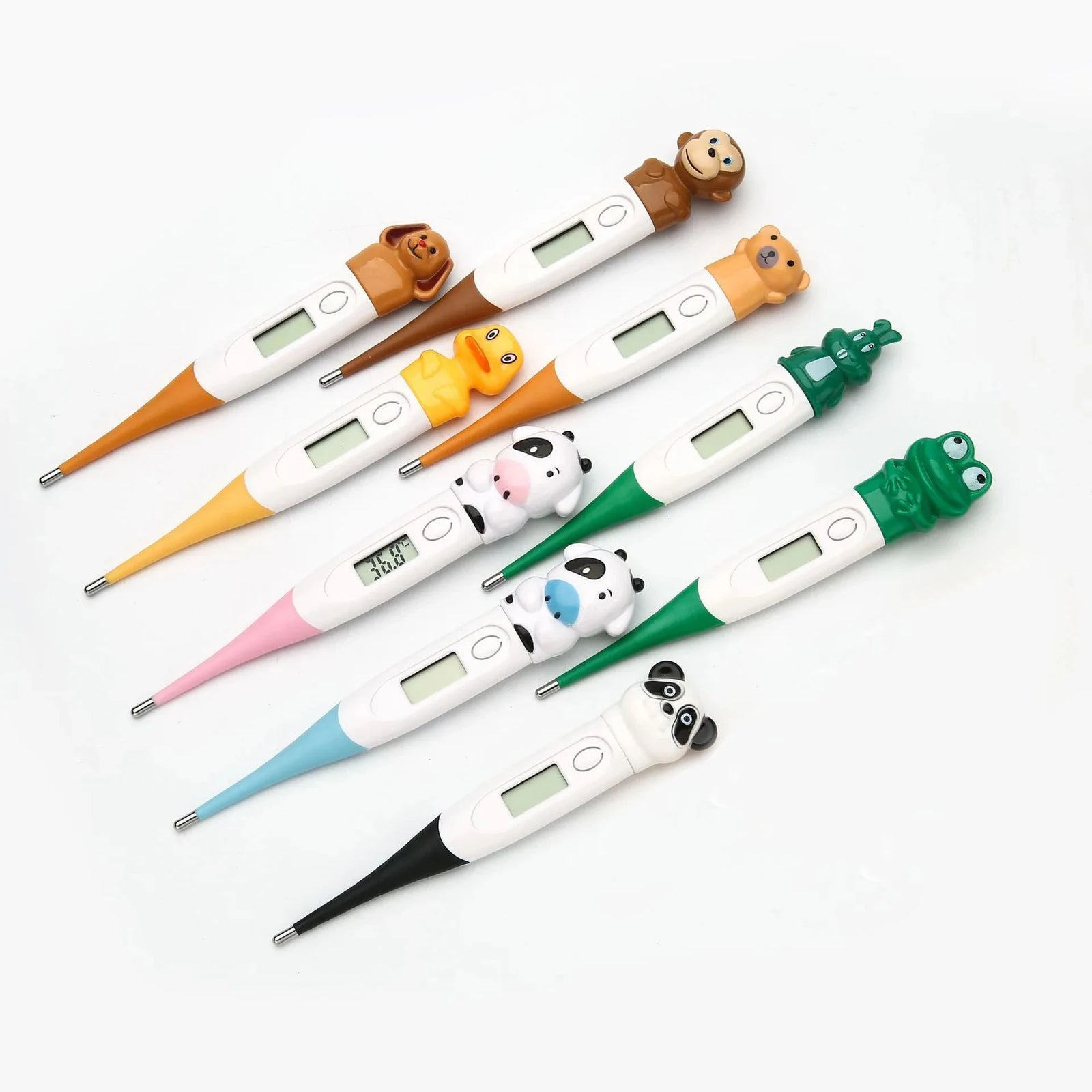 1pc  Cartoon Digital Thermometer Oral Armpit Flexible Tip Waterproof Cute Design Frog Cow Rabbit Bear Duck Rabbit Panda Cow