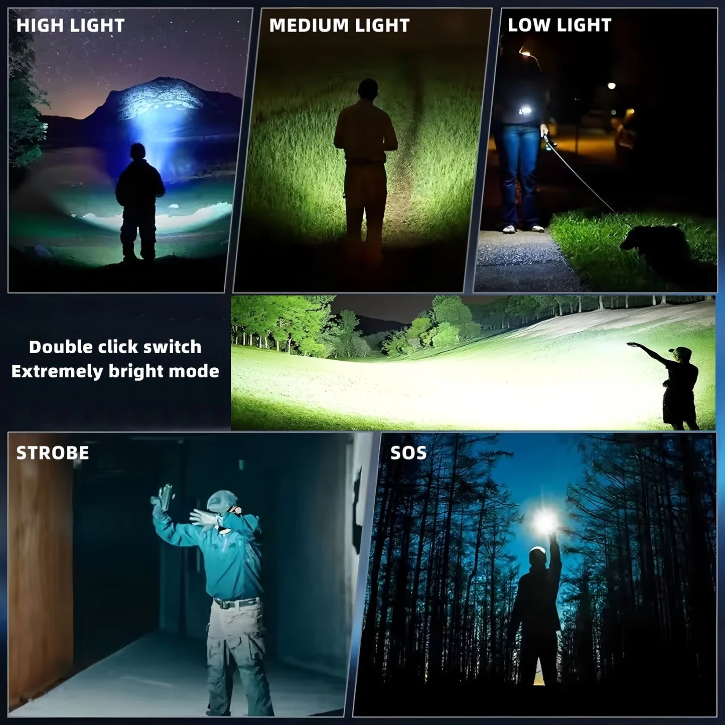 6000 Lumen Rechargeable LED Flashlight With Magnetic Base
