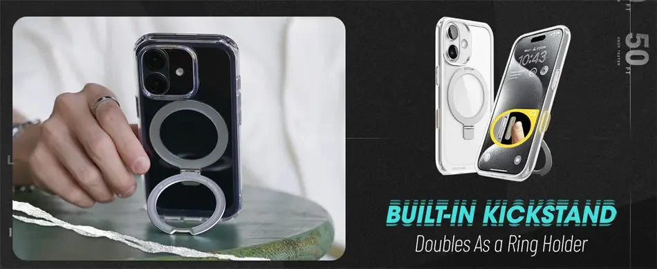 For iPhone 16 Case with Camera Control Capture Button UB Mag Stand Series Shockproof Protective  Phone Case