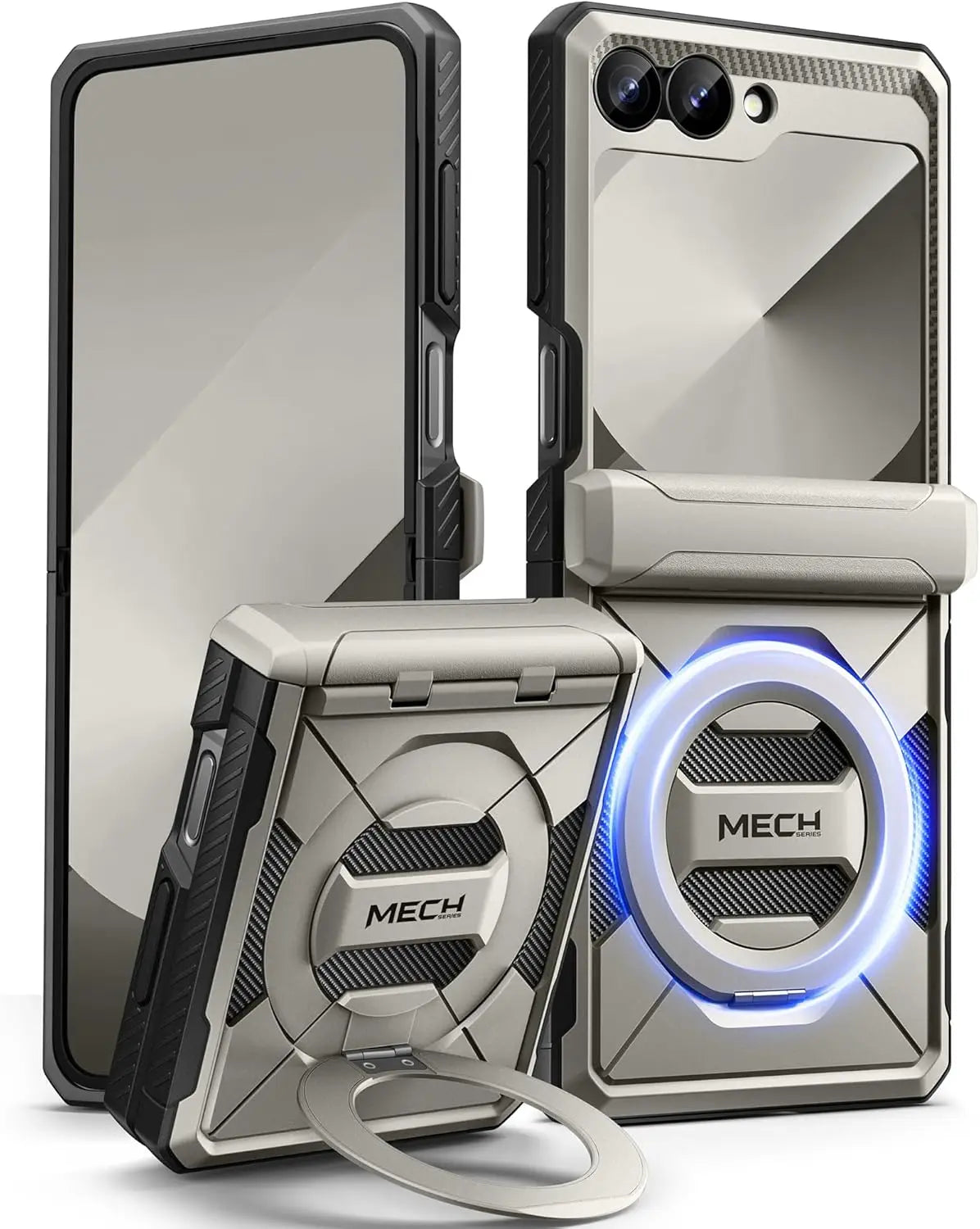 For Z Flip 7 FE/Z Flip 6 Cases Built-in  Ring Stand with Magsafe Full Coverage Hinge Protection Screen Protector Cover