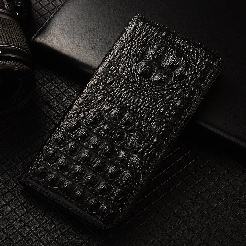 Luxury Genuine Leather Wallet Flip Case for Samsung Galaxy S26 / S25 / S24 / S23 / S22 / S21 / S20 Ultra, Plus, FE – Magnetic Kickstand Vintage Business Cover