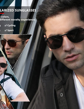 Photochromic Rimless Polarized Sunglasses for Men Driving Use