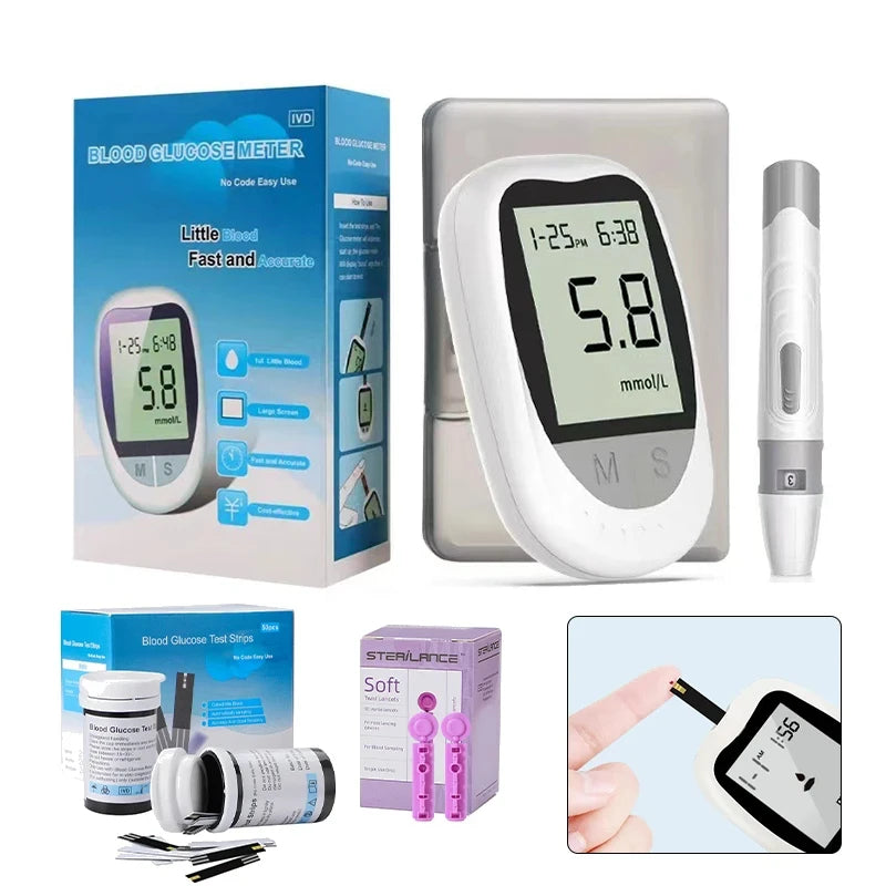 Blood Glucose Meter 50/100pcs Strips Glucometer Kit Code Free Diabetes Test With Lancets Medical Blood Sugar Mg/mmol