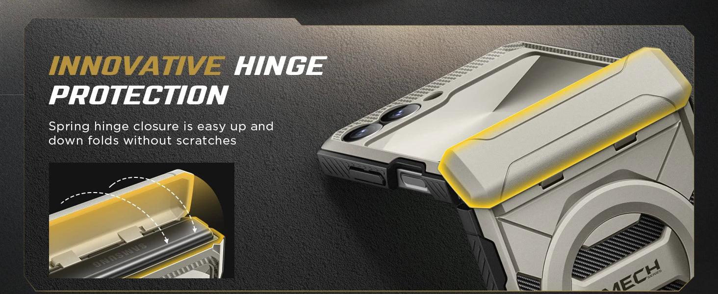 For Z Flip 7 FE/Z Flip 6 Cases Built-in  Ring Stand with Magsafe Full Coverage Hinge Protection Screen Protector Cover