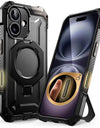 For iPhone 16 Case with Camera Control Capture Button UB Grip Heavy Duty Rugged Magnetic MagSafe Phone Case with Stand