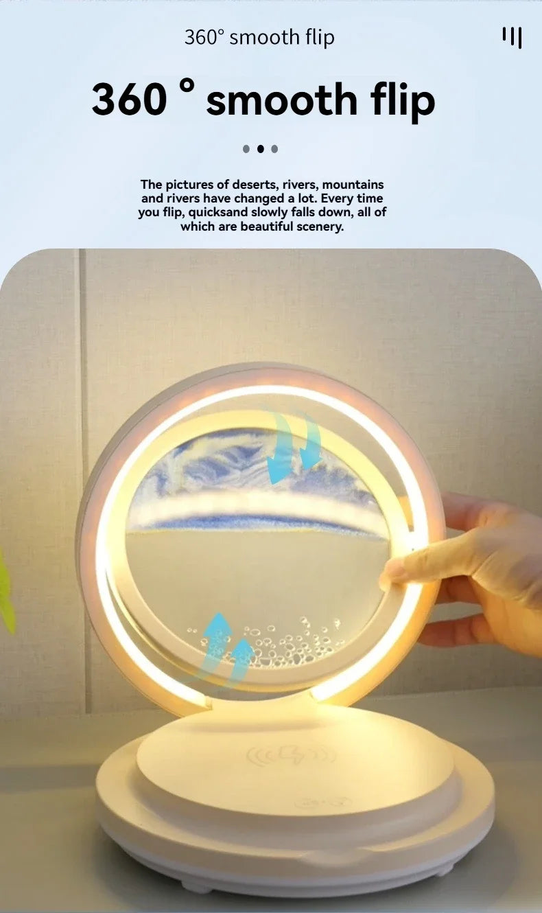 three in one folding sand painting bedside table lamp multifunctional wireles charging Bluetooth sound system music