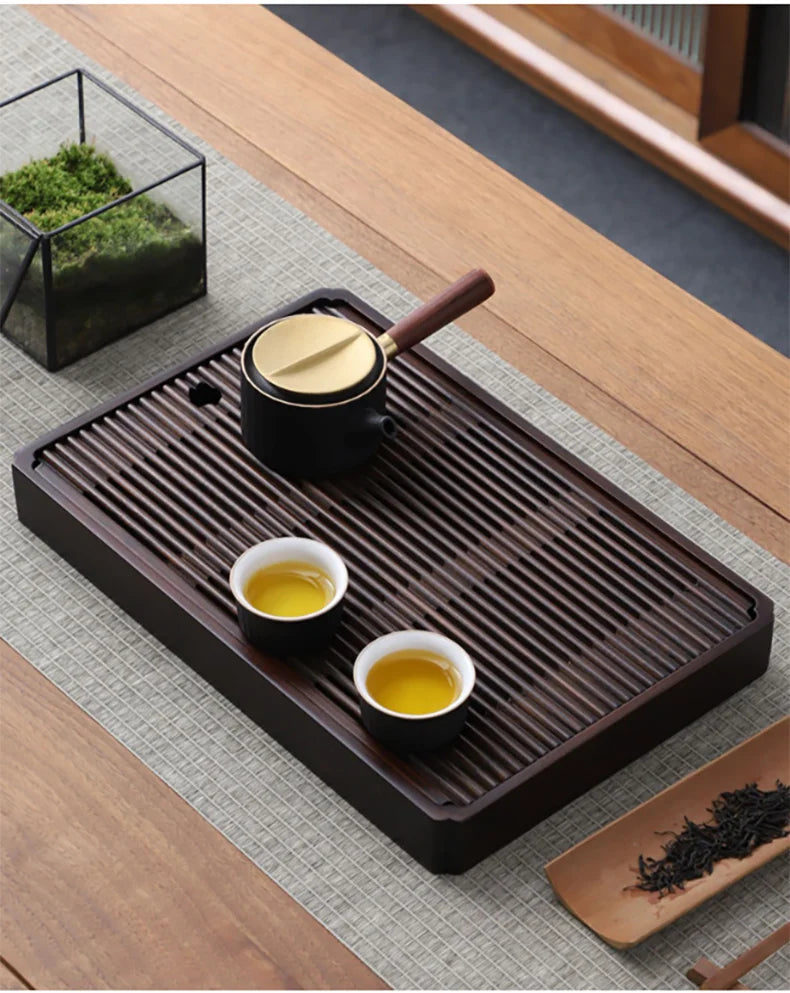 Chinese Natural Bamboo Tea Tray Water Storage Kung Fu Tea Set Simple Rectangular Tea Board Tea Storage Tray