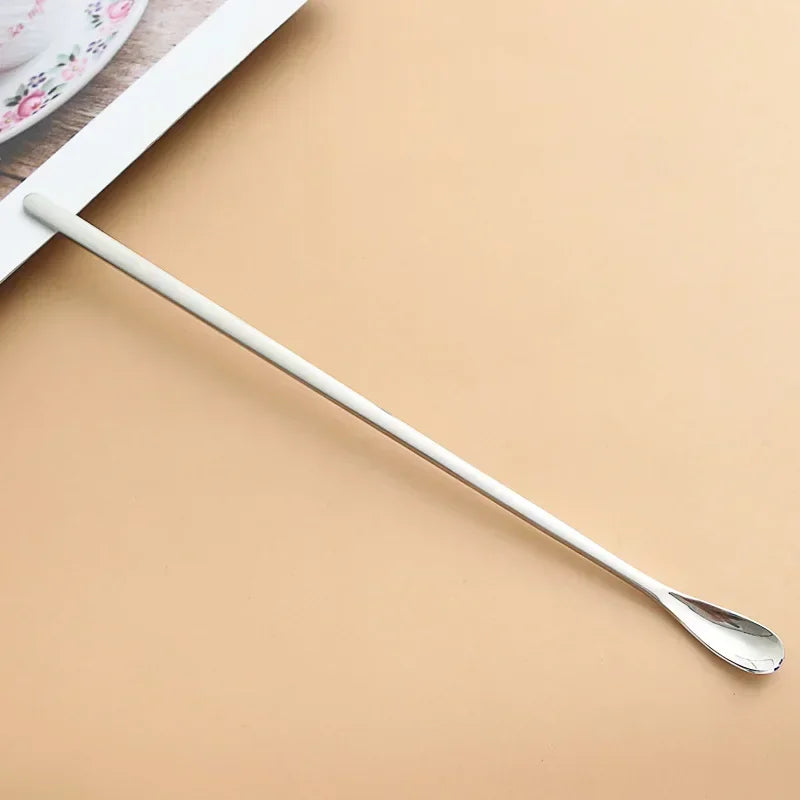 Long Handle Stirring Spoon Stainless Steel Food Grade Coffee Utensil Waterdrop Shape Ice Spoon Honey Cocktail Mixing Bar Tool