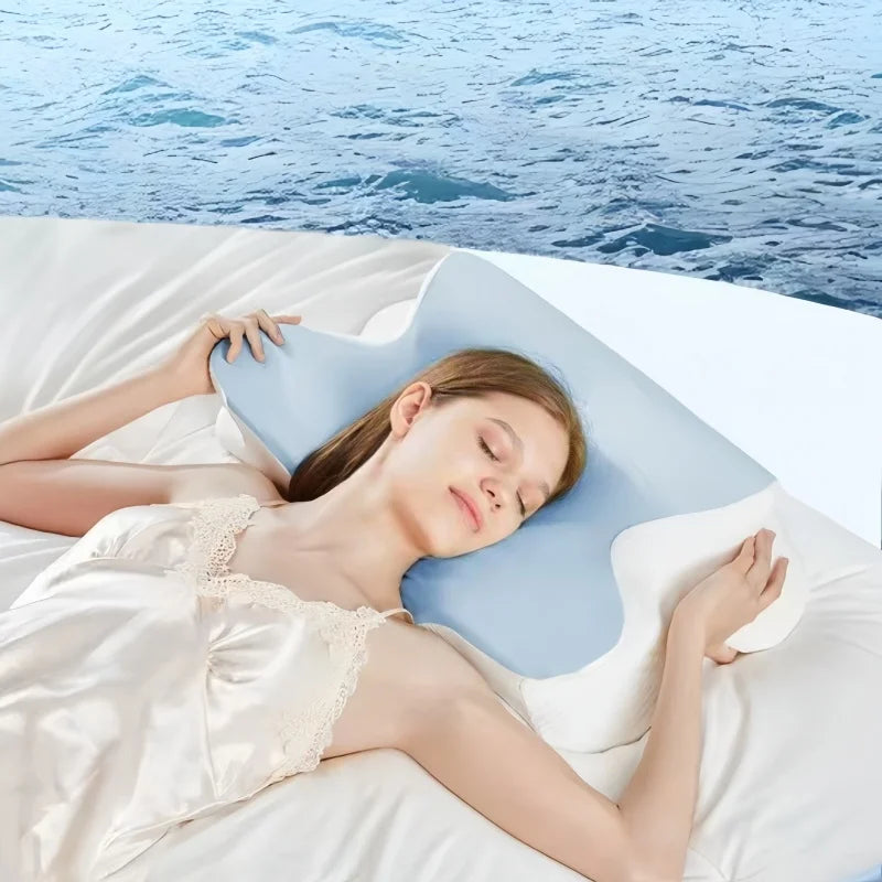 Large Ergonomic Cervical Pillow Memory Foam Sleeping Pillow Butterfly Shape Orthopedic Pillow Improve Sleep Quality