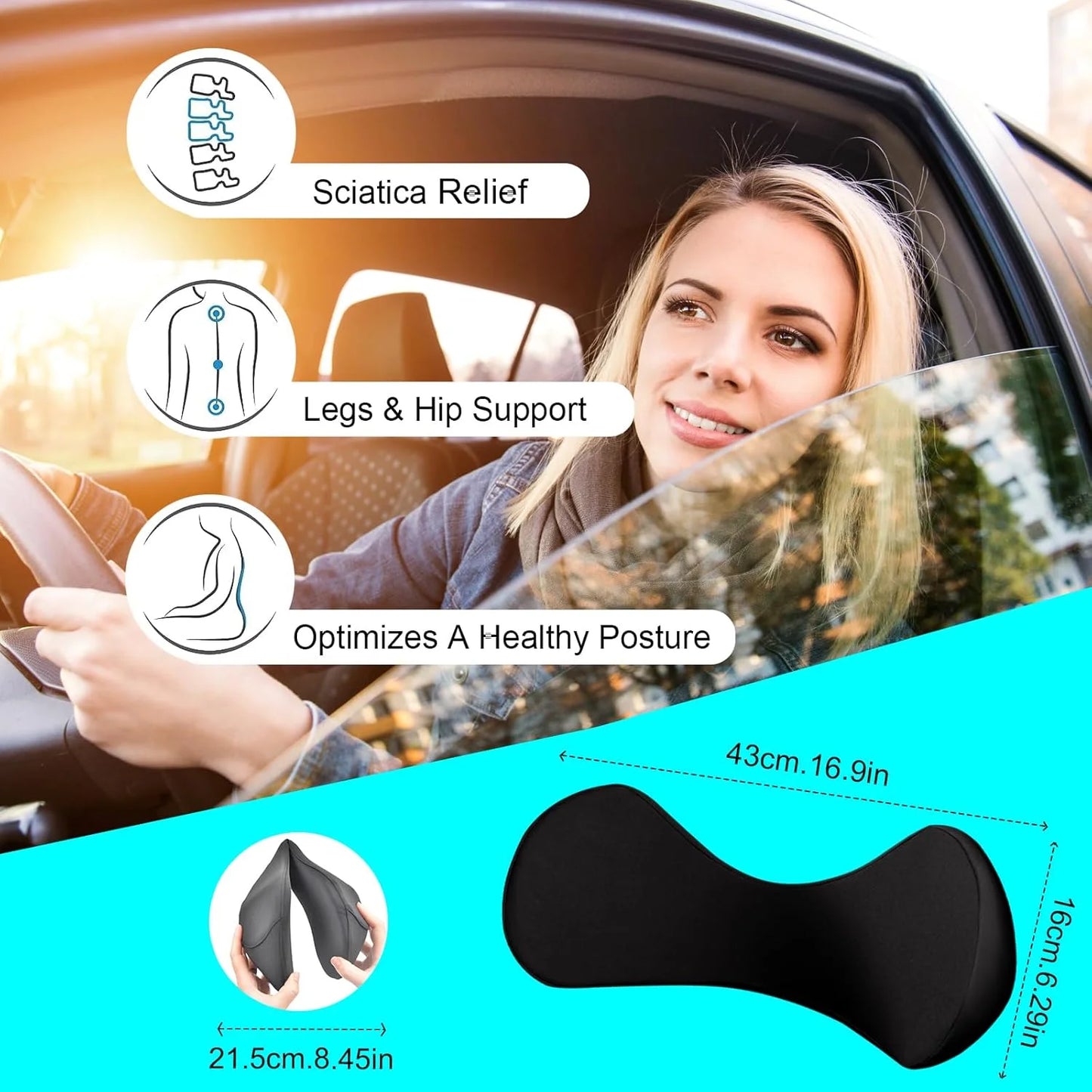 Multi-purpose Back Cushion Lumbar Support Pillow Memory Foam Relieve Pain Lumbar Back Support Cushion for Office Chair Car Seat
