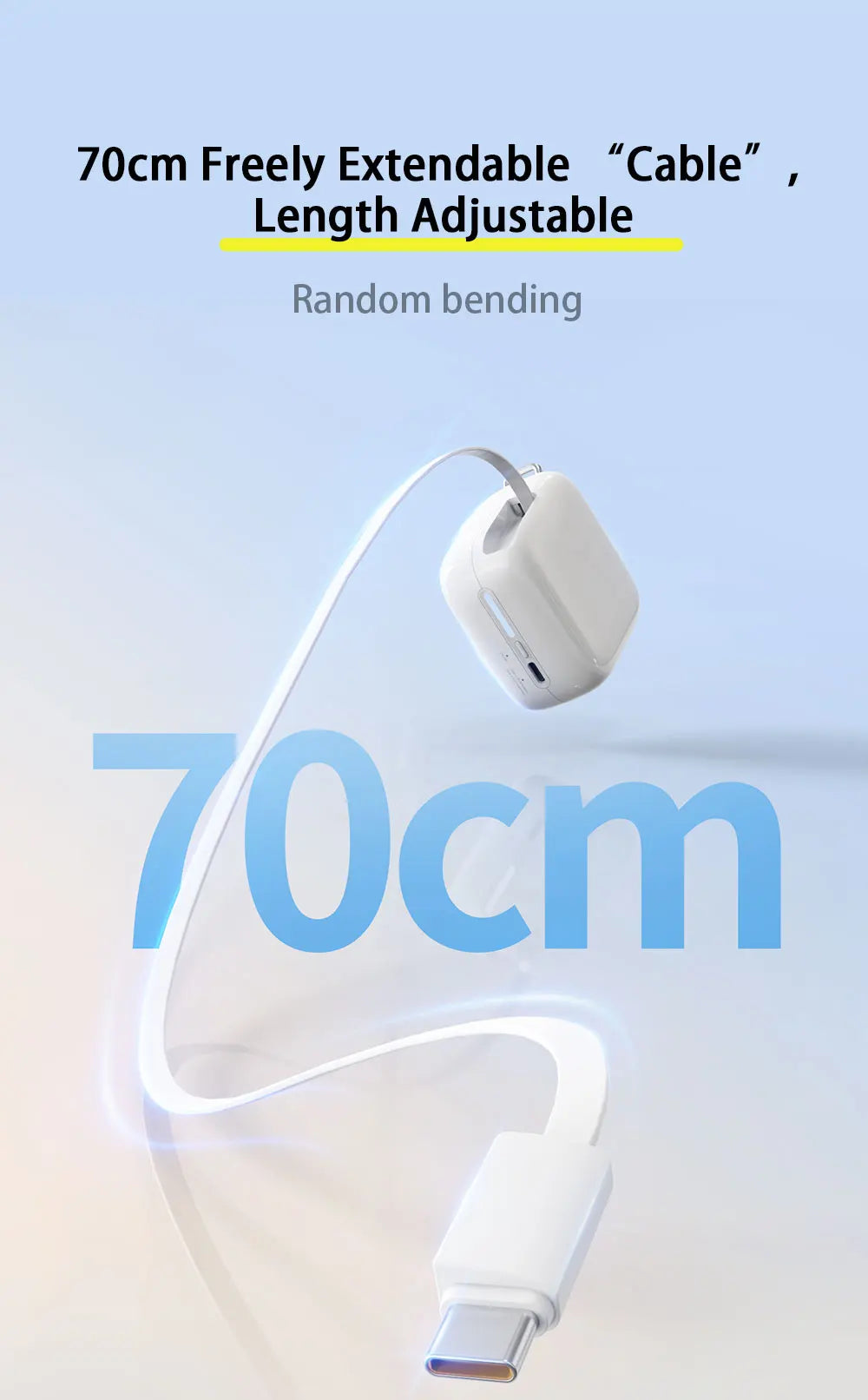 40W Fast Charging Protable 10000mAh PowerBank Gallium Nitride With 70cm Retractable Type-C Cable for iPhone 17 16 Xiaomi Huawei