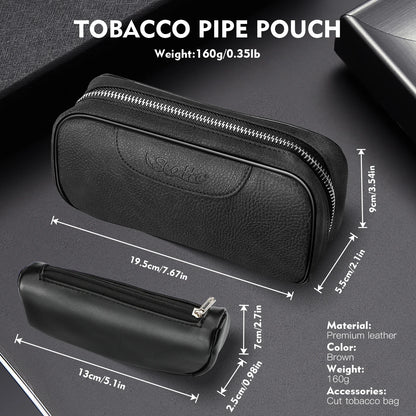 Leather Tobacco Pipe Bag Portable Multifunction Pu Leather Tobacco Pipe Case Tool Wood Tobacco pipe bag kit