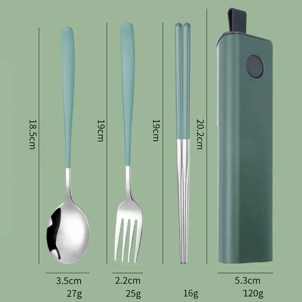 2/3Pcs Colorful Dinnerware Set 304 Stainless Steel Cutlery Set Kitchen Portable Tableware Set Chopsticks Fork Spoon Dinner Set
