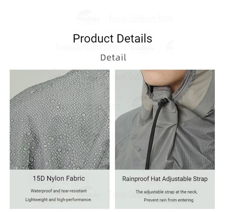 Lightweight Waterproof Hiking Rain Jacket and Pants Set with Hood