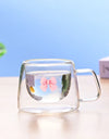 2pcs Bowknot Double Wall Glass Cup Set Coffee Mug Heat-resistant Espresso Cup Thermo Insulated Cup For Cappuccino Tea Drinkware