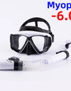 Optical Myopia Snorkel Set Diving Mask Nearsighted Swimming Goggles Short Sighted Panoramic Wide View Adults Youth -1.0To-6.0