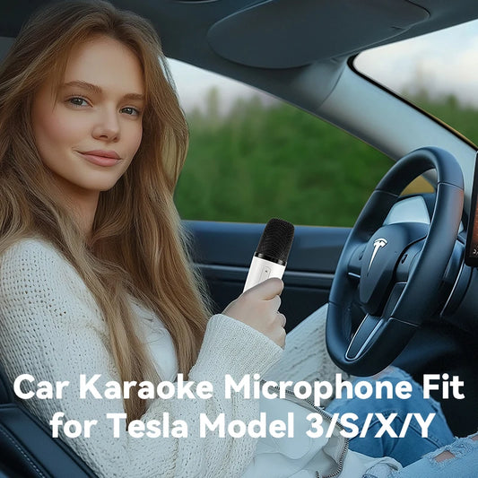 Tesla Wireless Bluetooth Karaoke Microphone with Case, Rechargeable USB-C Handheld Mic with AUX Receiver for Car & Home Singing